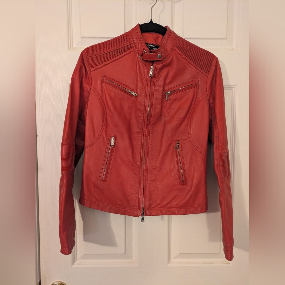Made In Italy Vera Pelle Red Leather Jacket